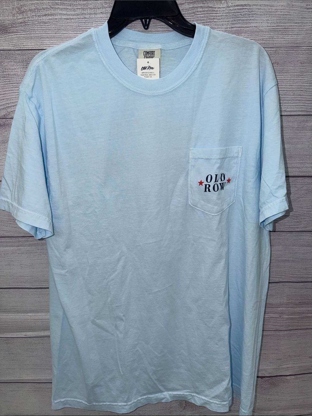 Comfort Colors Light Blue Pocket Tee with Old Row Logo